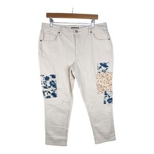 NWT Sonoma Women Floral Patch Boyfriend Jeans Ankle Cropped Pants Size‎ 14P